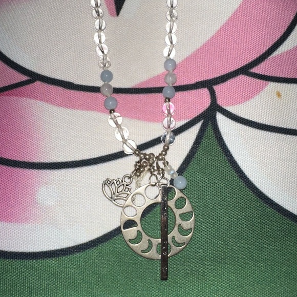 Quartz Crystal and moon stone Hand Knotted Mala Necklace - Picture 12 of 12